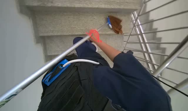 Sweeping stairs upwards: egocentric robotics sample