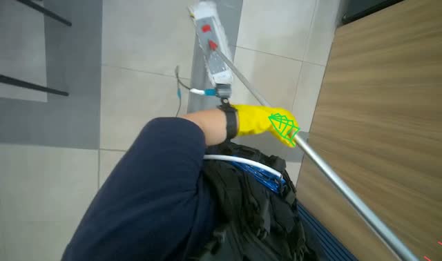 Mopping cafeteria floor: egocentric robotics sample