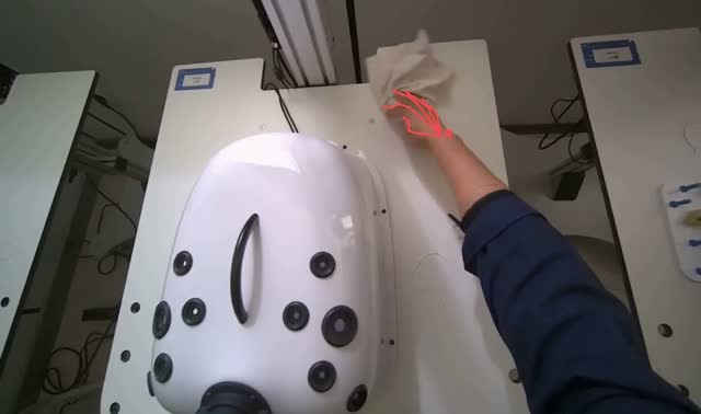 Wiping various surfaces in the room: egocentric robotics sample