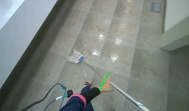 Mopping bathroom floor: egocentric robotics sample