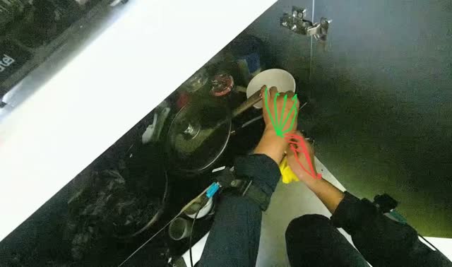 Cleaning inside kitchen cabinet: egocentric robotics sample
