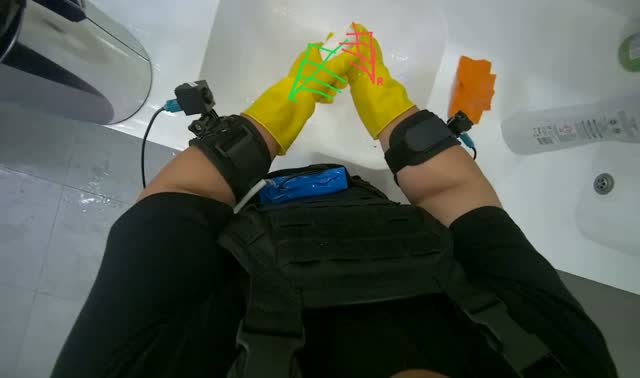 Washing cloth and wiping bin: egocentric robotics sample