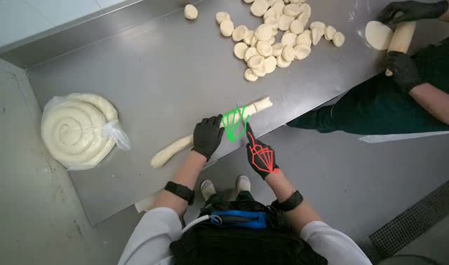 Cutting dough into pieces: egocentric robotics sample