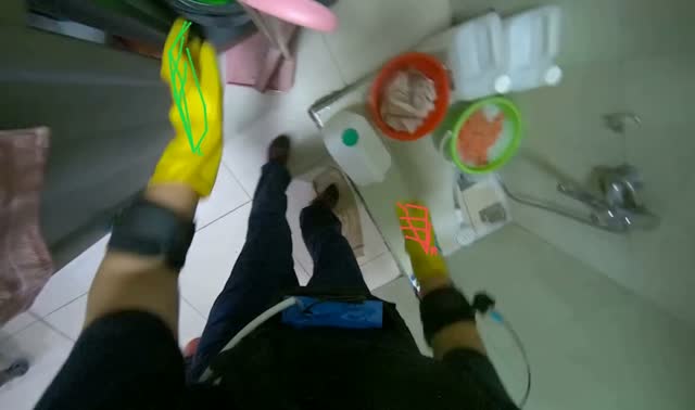 Preparing cleaning supplies: egocentric robotics sample