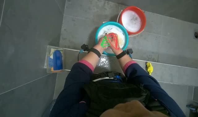 Washing cloth in bucket: egocentric robotics sample