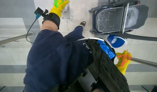 Mopping tiled floor: egocentric robotics sample