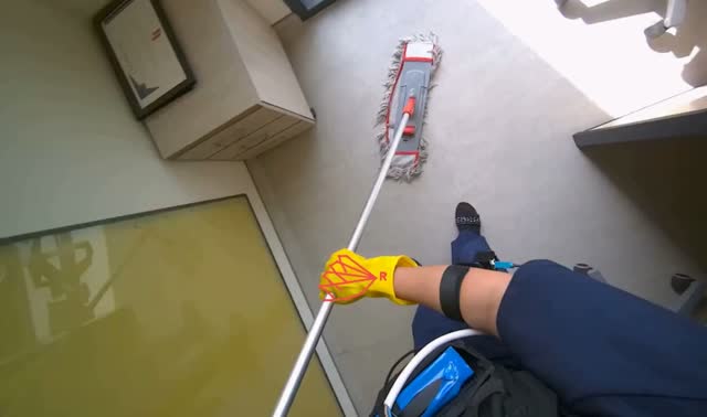 Mopping room floor: egocentric robotics sample