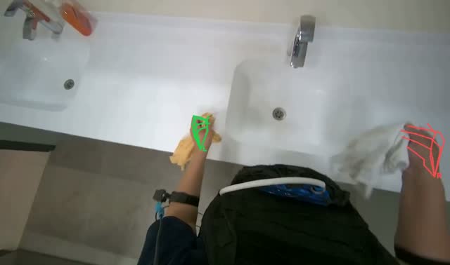 Cleaning bathroom sinks and counters: egocentric robotics sample
