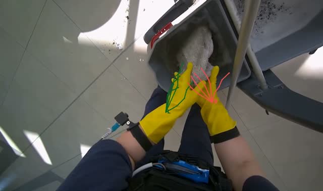Cleaning and wringing mop: egocentric robotics sample