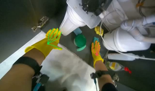 Cleaning under-sink cabinet interior: egocentric robotics sample