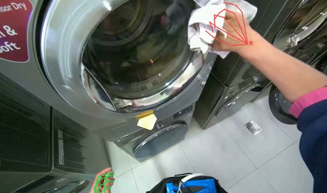 Cleaning washing machine door: egocentric robotics sample