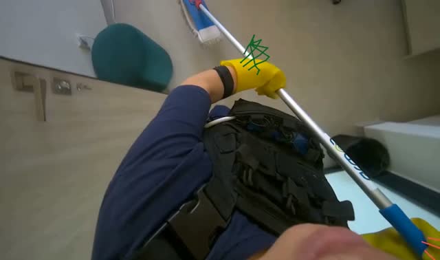 Mopping office floor: egocentric robotics sample