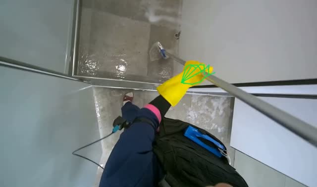 Mopping shower floor: egocentric robotics sample