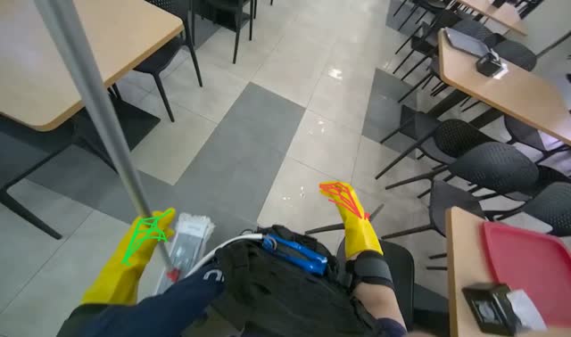 Mopping cafeteria floor: egocentric robotics sample