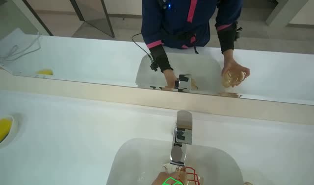 Washing cups in sink: egocentric robotics sample