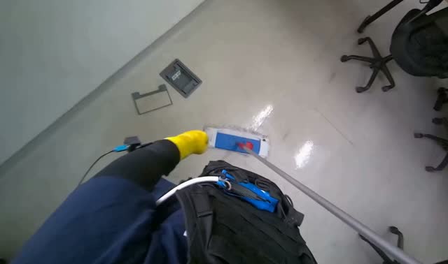Mopping office floor: egocentric robotics sample