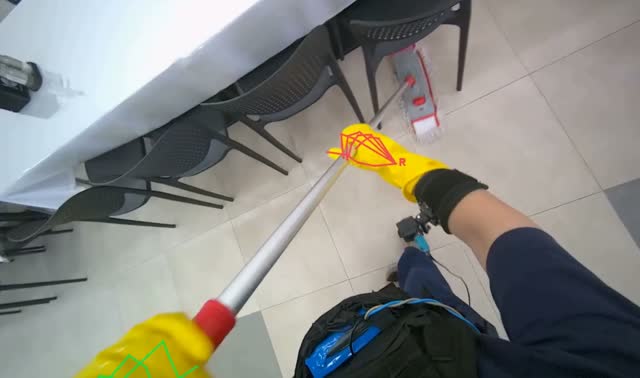 Mopping cafeteria floor: egocentric robotics sample