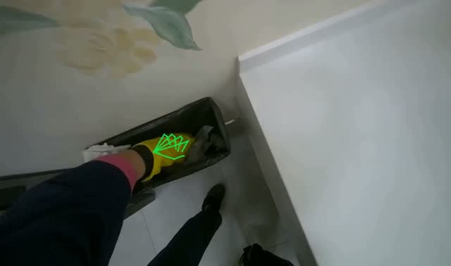 Emptying trash from restroom bins: egocentric robotics sample