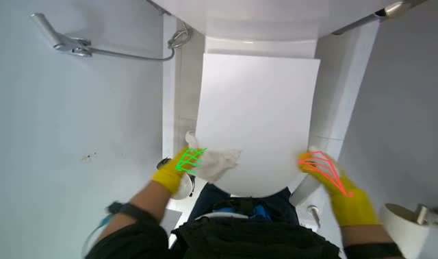 Wiping toilet exterior: egocentric robotics sample