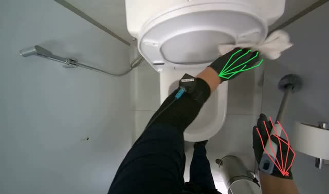 Cleaning toilet and surrounding area: egocentric robotics sample