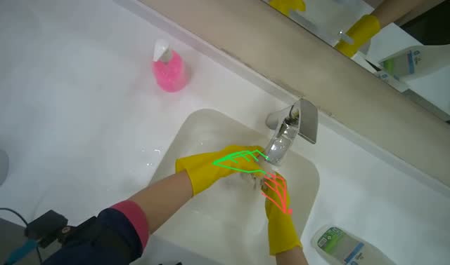 Cleaning sinks and faucets: egocentric robotics sample