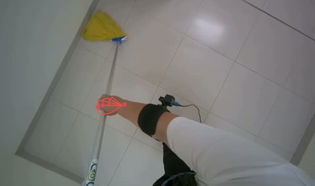 Mopping floor with string mop: egocentric robotics sample