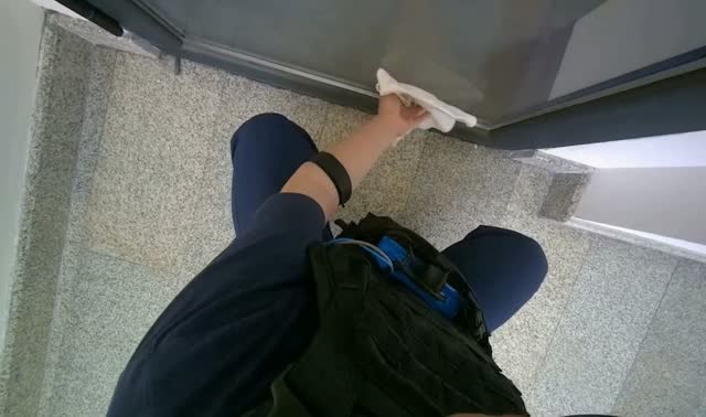 Cleaning glass door and frame: egocentric robotics sample