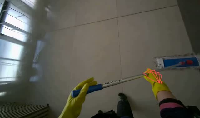 Mopping office area floor: egocentric robotics sample