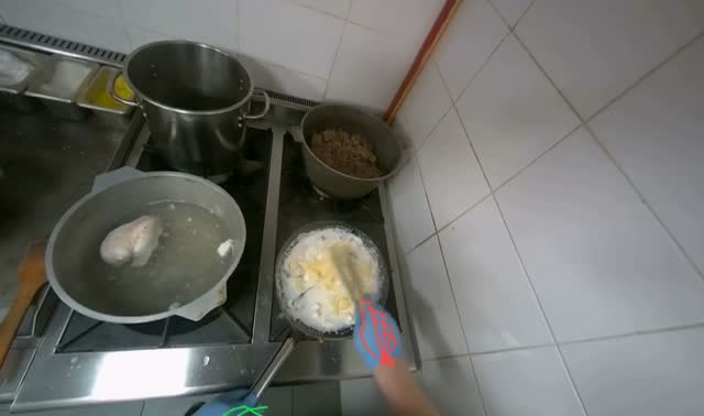 Cooking and seasoning pan ingredients: egocentric robotics sample