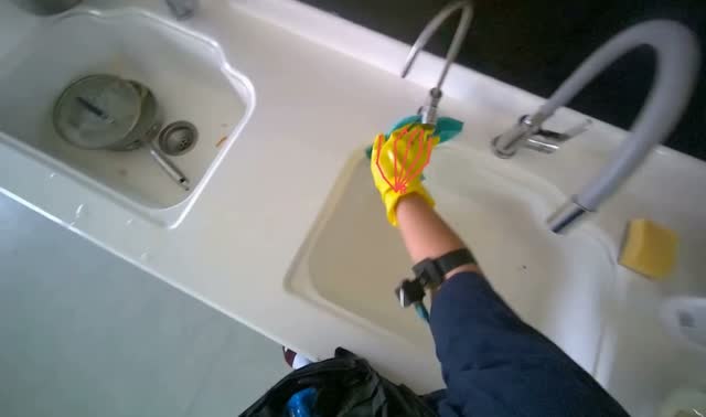 Wiping kitchen counter and sink: egocentric robotics sample