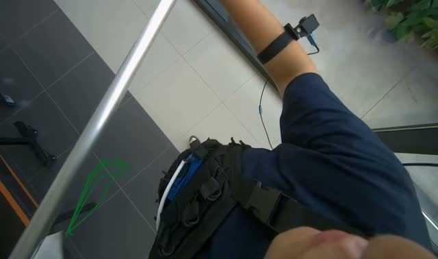 Cleaning glass window frame with long-handled tool: egocentric robotics sample