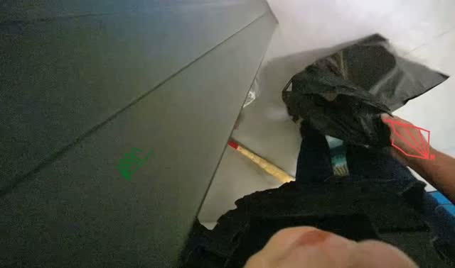 Sweeping debris into trash bag: egocentric robotics sample