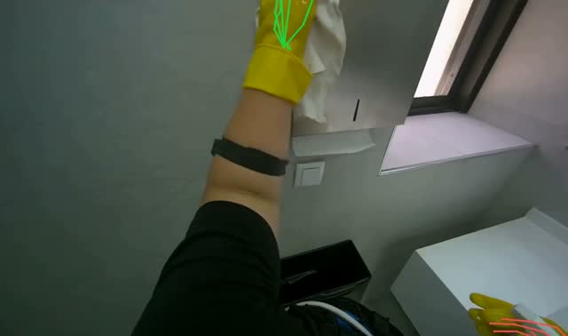 Cleaning restroom fixtures: egocentric robotics sample