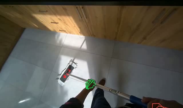 Mopping kitchen and lounge floor: egocentric robotics sample