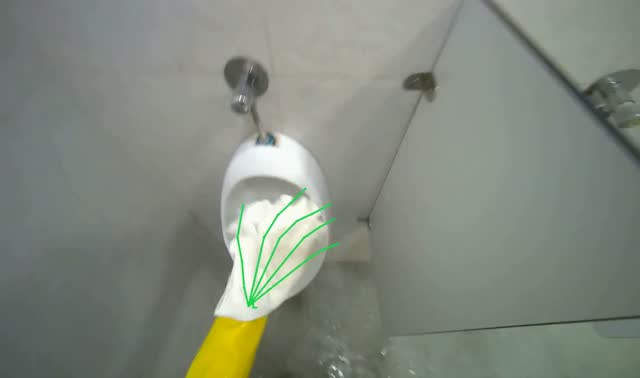 Wiping urinal exteriors: egocentric robotics sample