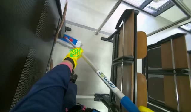 Mopping auditorium floor: egocentric robotics sample