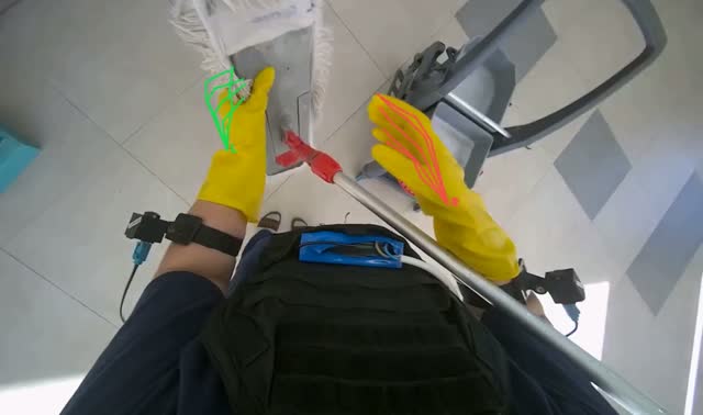 Wringing out mop head: egocentric robotics sample