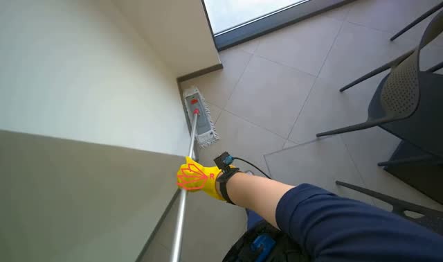 Mopping cafeteria floor: egocentric robotics sample
