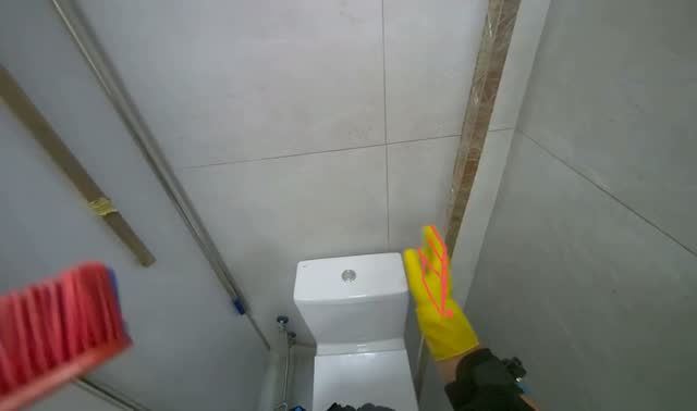 Removing cleaning items from restroom: egocentric robotics sample