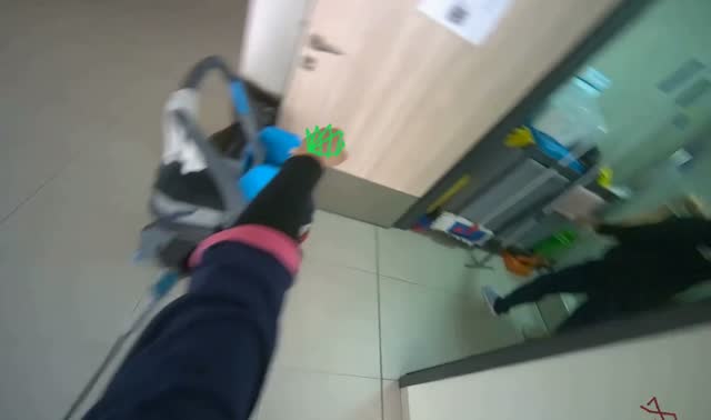 Mopping hallway and utility room floor: egocentric robotics sample