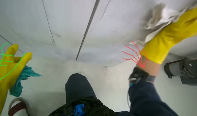 Wiping kitchen cabinets exterior: egocentric robotics sample