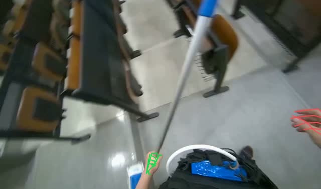 Mopping auditorium floor: egocentric robotics sample