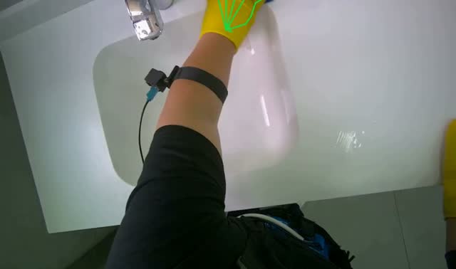 Cleaning restroom sinks and counter: egocentric robotics sample