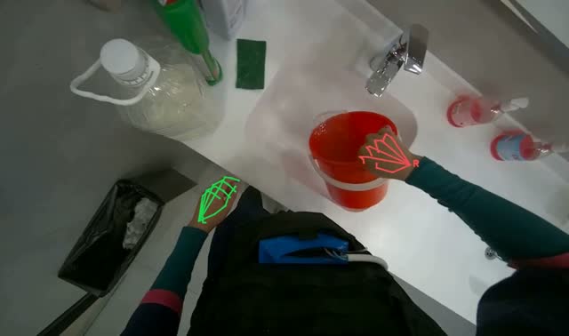 Preparing cleaning bucket: egocentric robotics sample