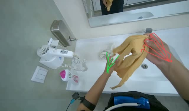 Cleaning sinks and mirror: egocentric robotics sample