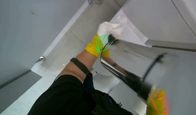 Wiping toilet exterior and trash can: egocentric robotics sample