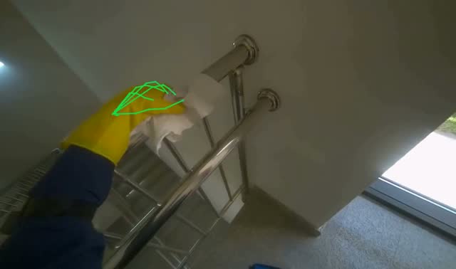 Wiping various hallway surfaces: egocentric robotics sample