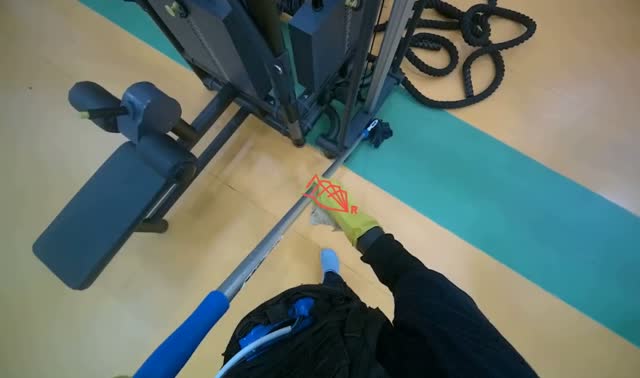 Cleaning gym equipment and floor: egocentric robotics sample