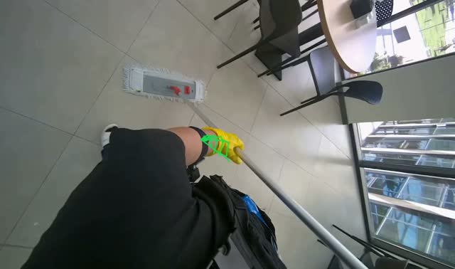 Mopping cafeteria floor: egocentric robotics sample