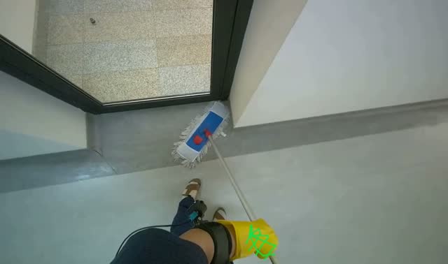 Mopping hallway floor: egocentric robotics sample